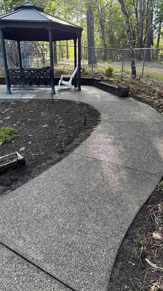 A view of the walking path and gazebo from Spring 2025.