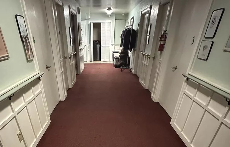 Main hallway to residents' rooms